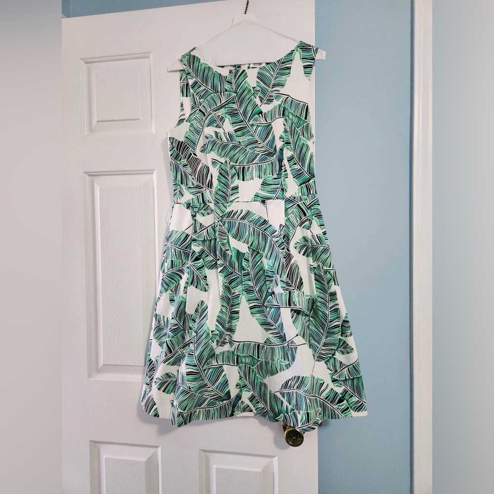 Anne Klein A-Line Palm Print Dress